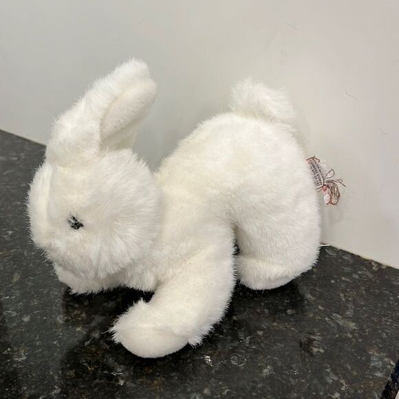 Gund White Bunny Chubby Rabbit Plush Pink Accent Nose Stuffed Toy 8” - Picture 1 of 7